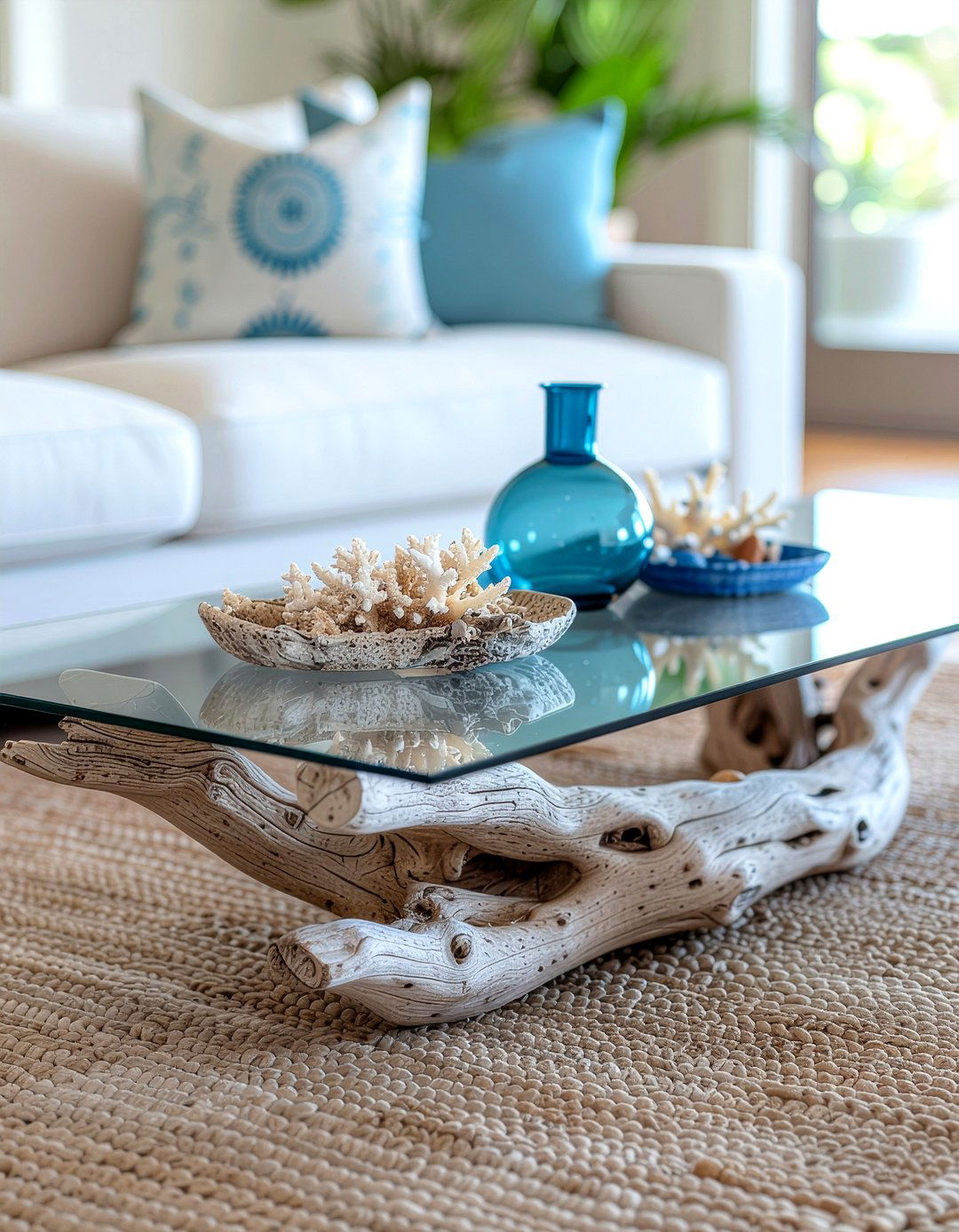 Driftwood Coffee Table - 30 living room coastal furniture ideas