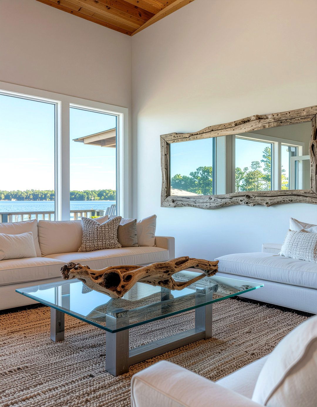 Driftwood Decor Pieces - 30 lake house living room ideas