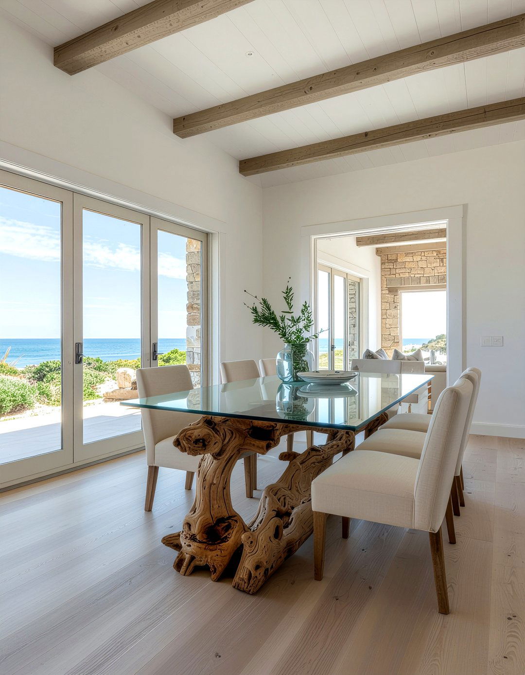 Driftwood Dining Table - 30 beach dining room ideas