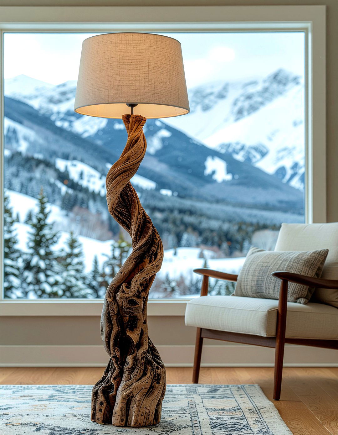 Driftwood Floor Lamp - 30 living room mountain furniture ideas