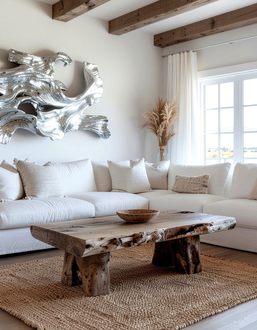 Driftwood Living Room Accents - 30 beach themed living room ideas