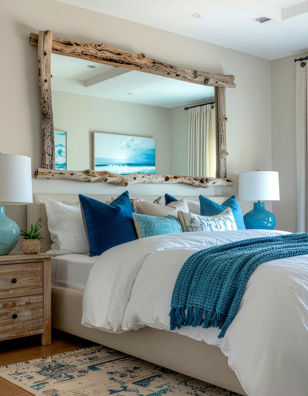 Driftwood Mirror Frame - 30 tropical bedroom ideas
