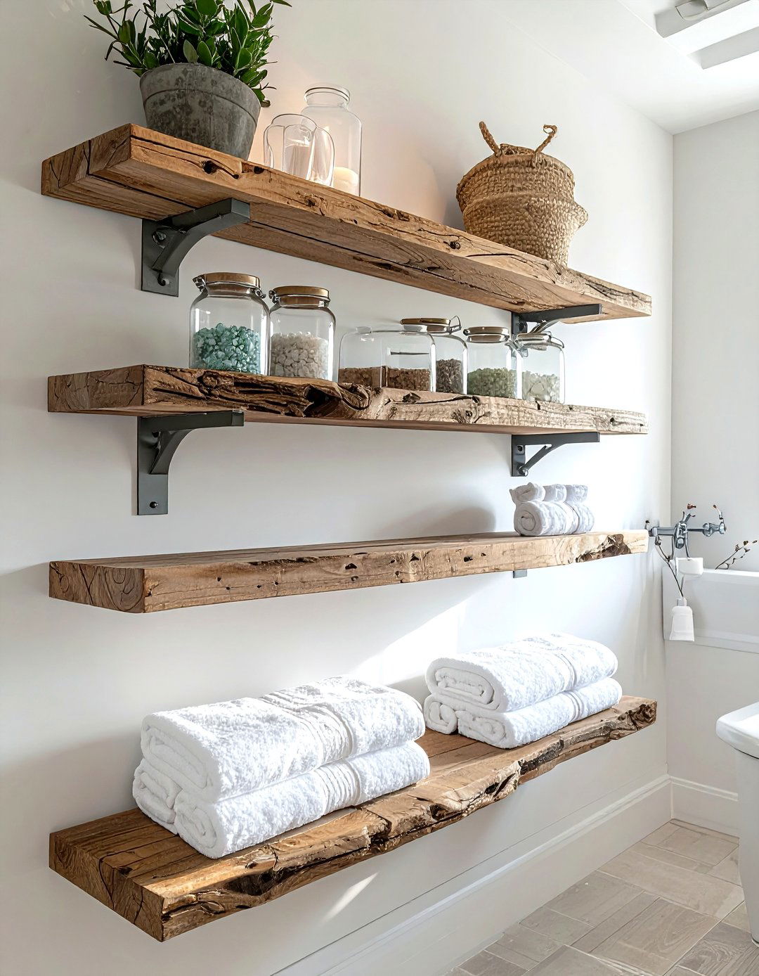 Driftwood Shelving - 30 nautical bathroom ideas