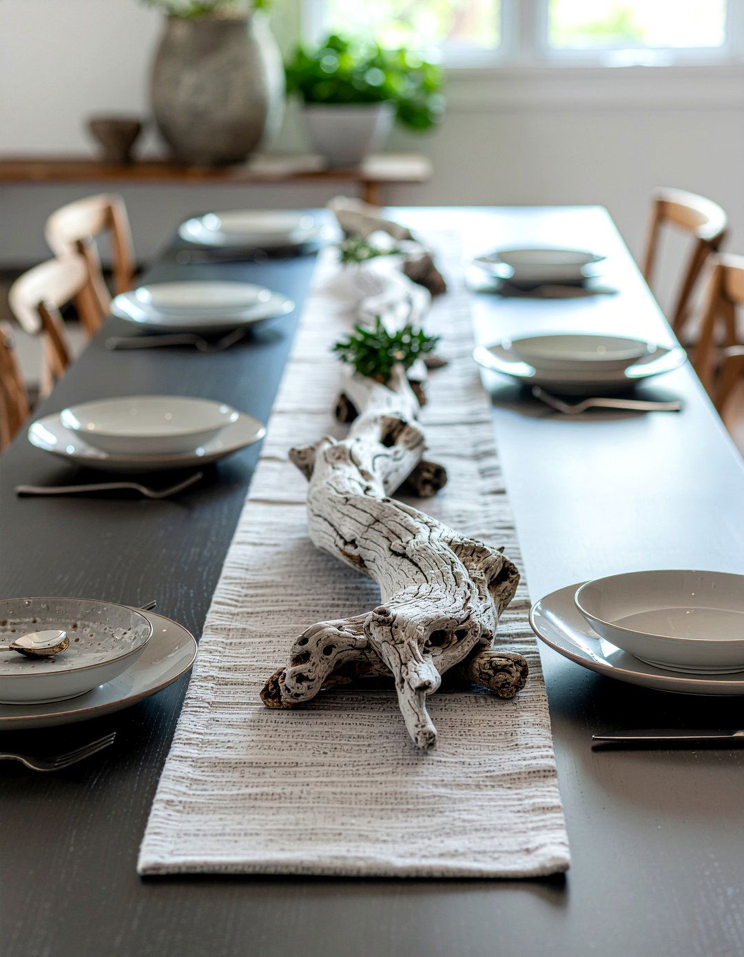 Driftwood Table Decor - 30 minimalist centerpiece dining ideas