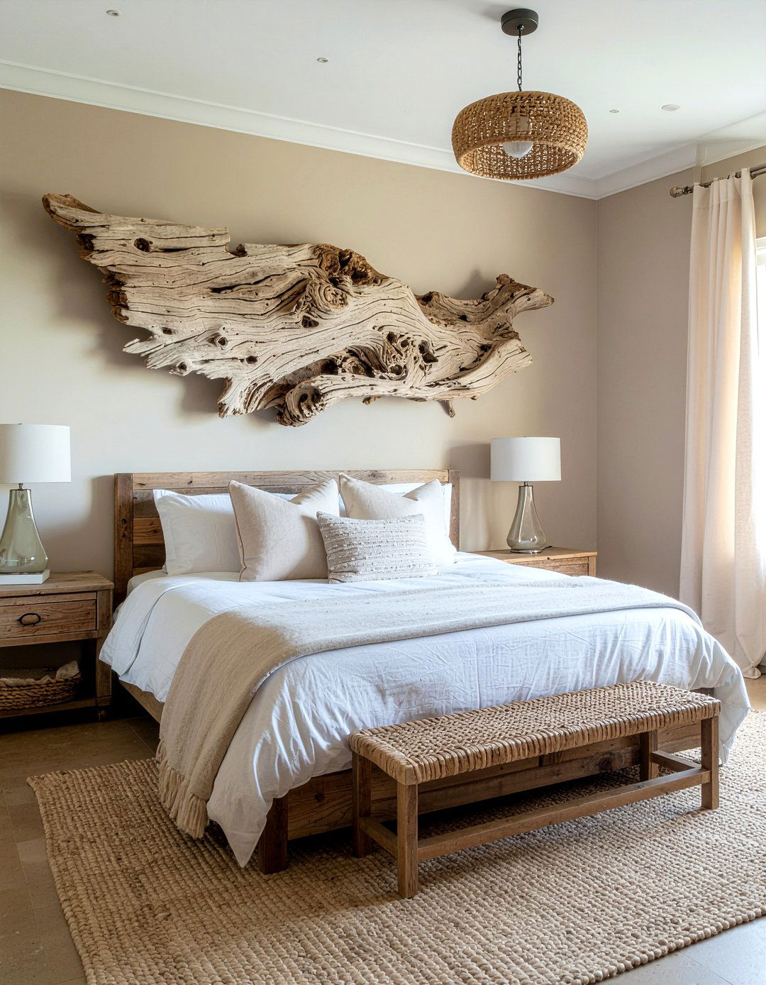 Driftwood Wall Art - 30 Caribbean bedroom ideas