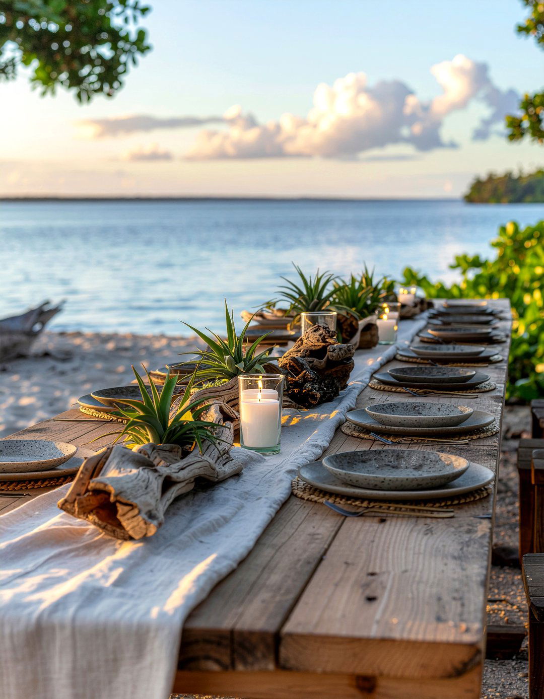 Driftwood centerpieces - 30 riverside dining room ideas