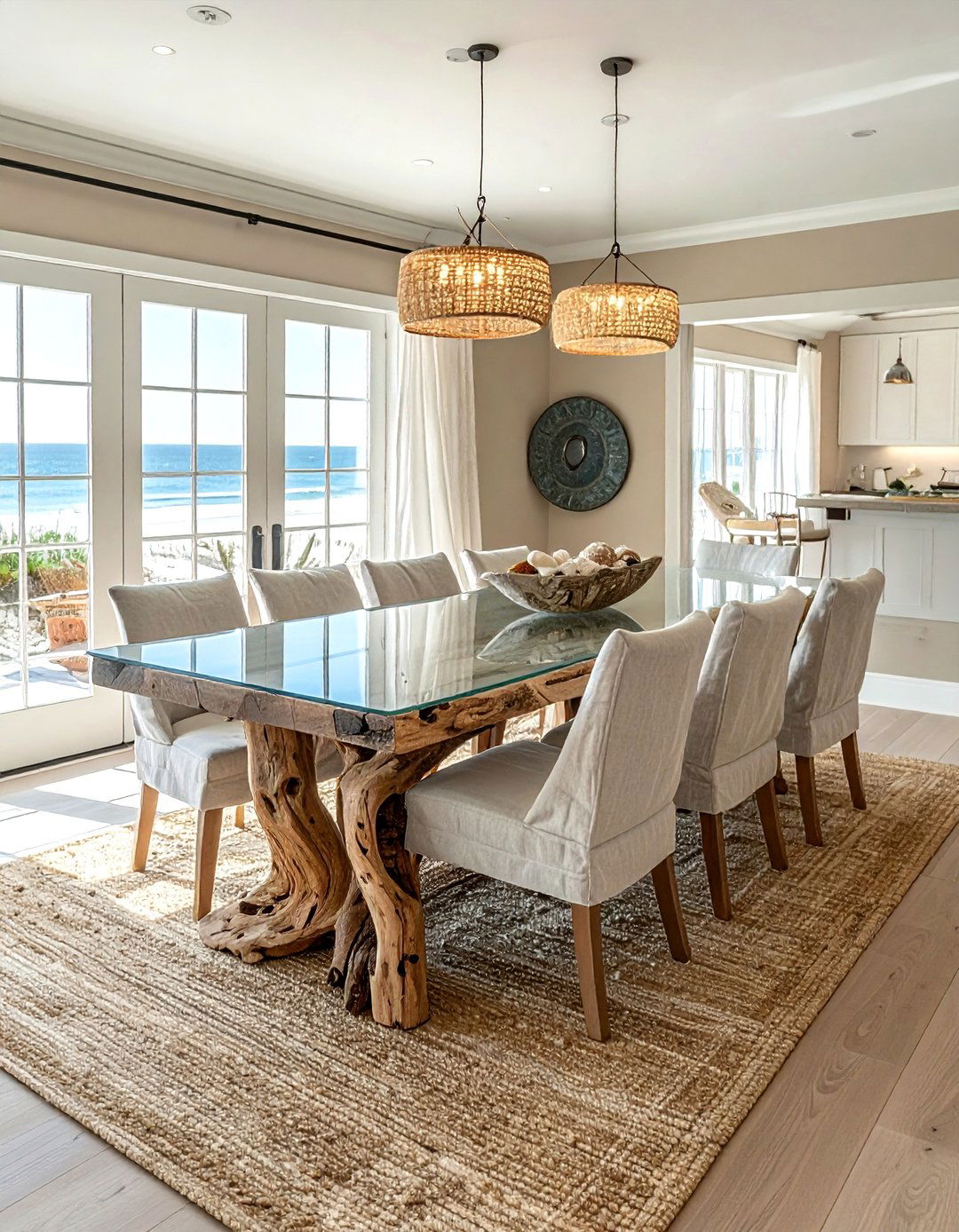 Driftwood dining table - 30 nautical dining room ideas