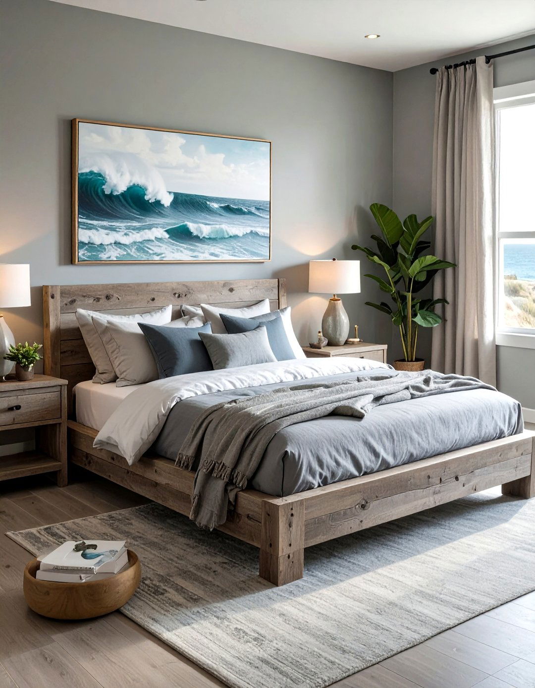 Driftwood gray bedroom - 30 coastal gray bedroom ideas