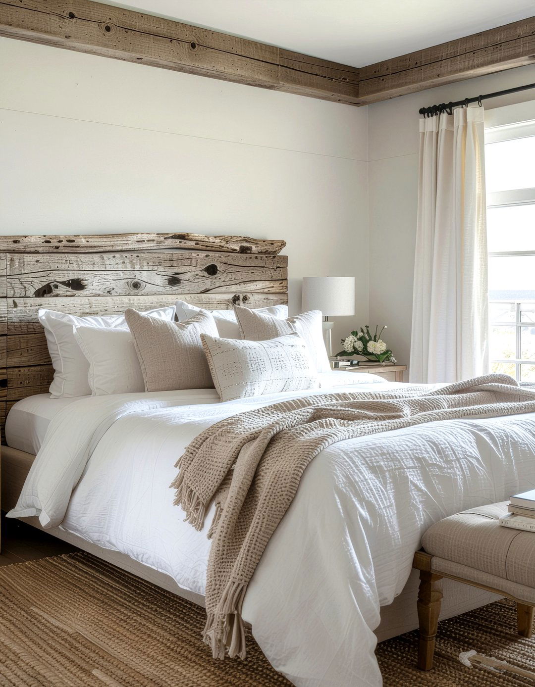 Driftwood headboard - 30 nautical bedroom ideas