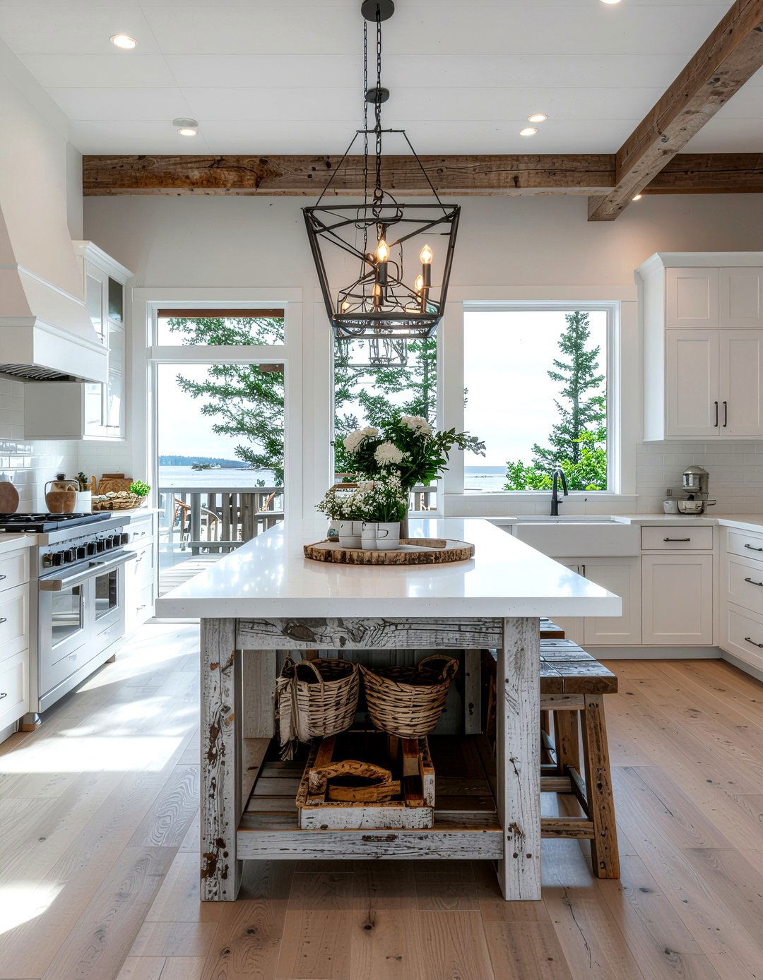 Driftwood kitchen island - 30 beach kitchen ideas