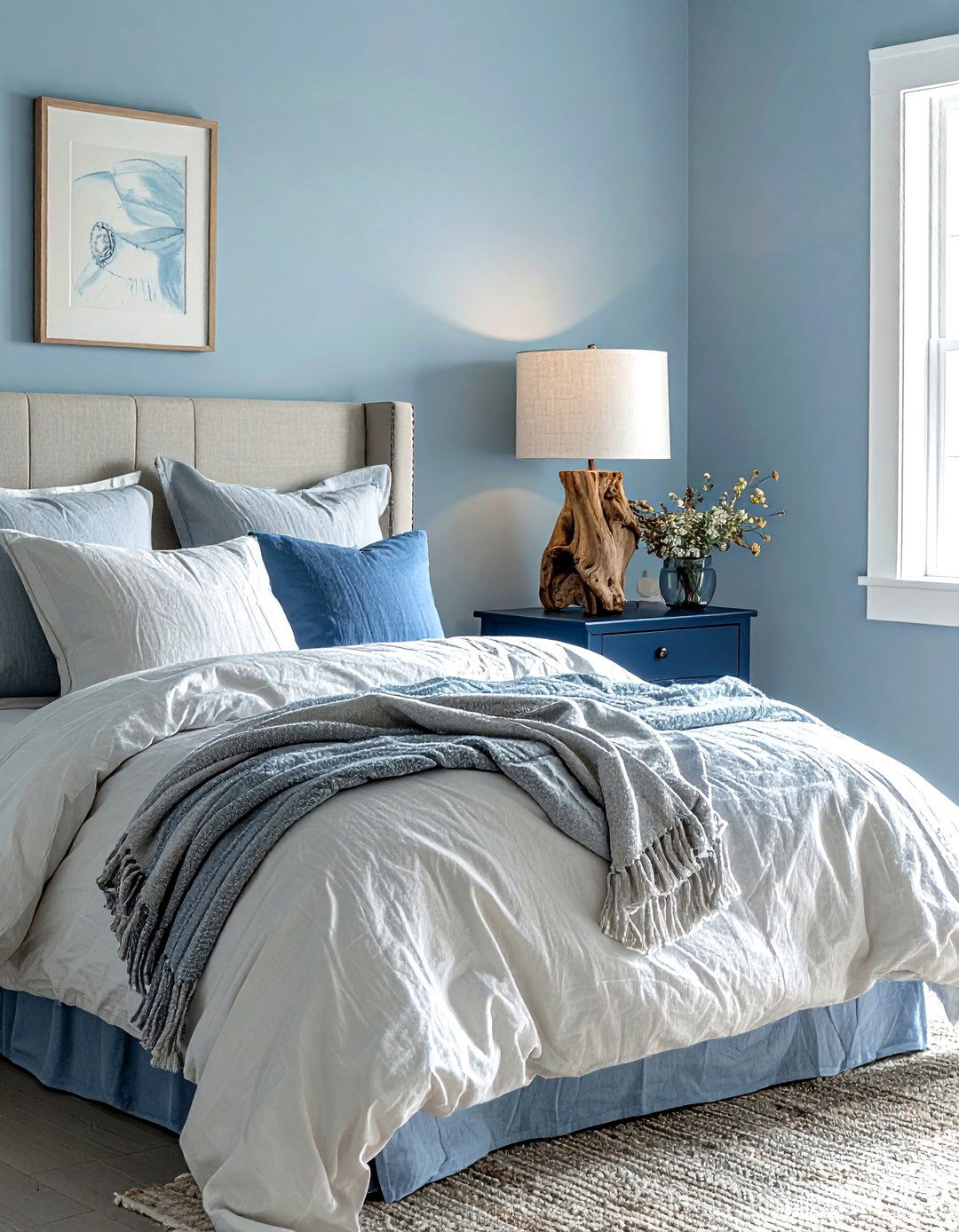 Driftwood lamp navy bedroom - 30 coastal navy bedroom ideas
