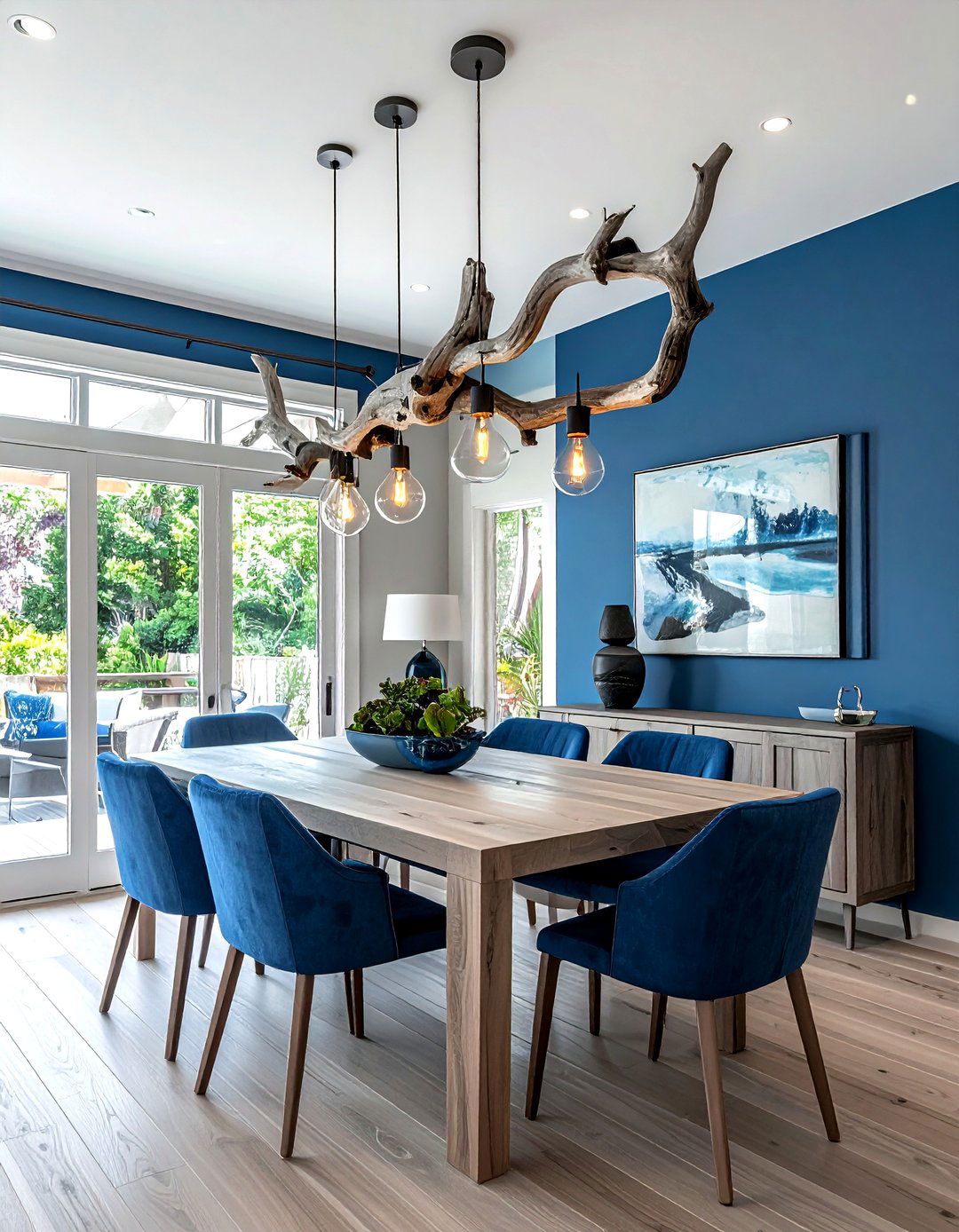 Driftwood light fixture - 30 upcycled dining room ideas