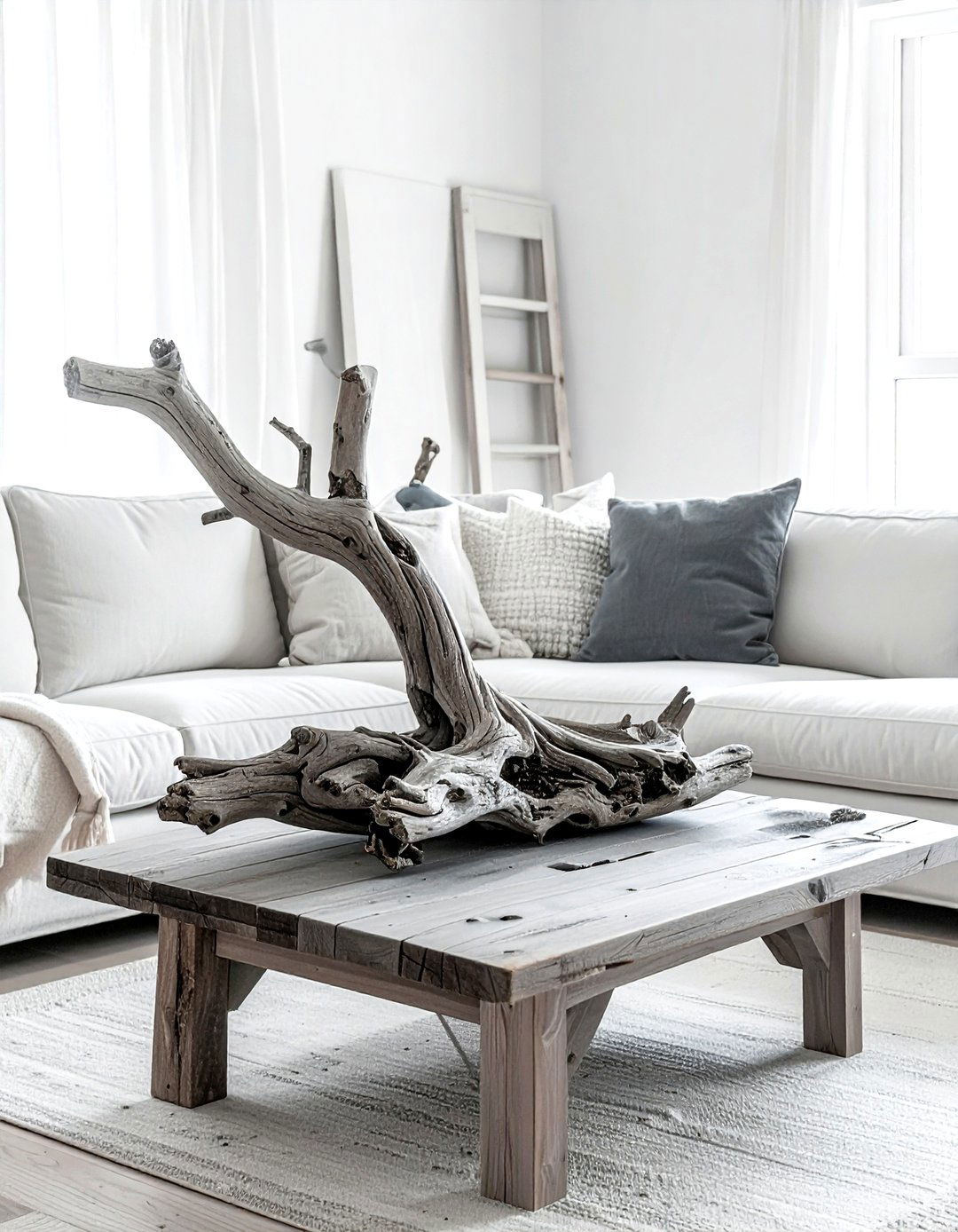 Driftwood sculpture piece - 30 coffee table decor ideas