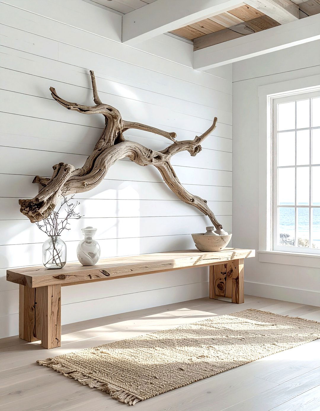 Driftwood wall art - 30 coastal decor ideas