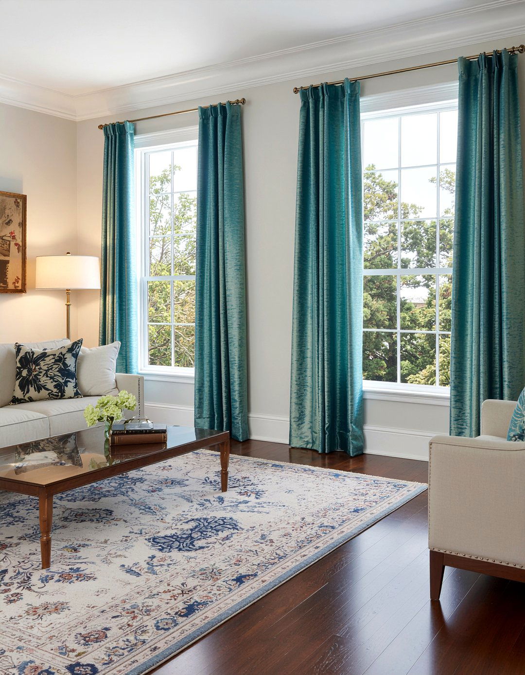 Dupioni Silk Curtains - 30 silk living room ideas