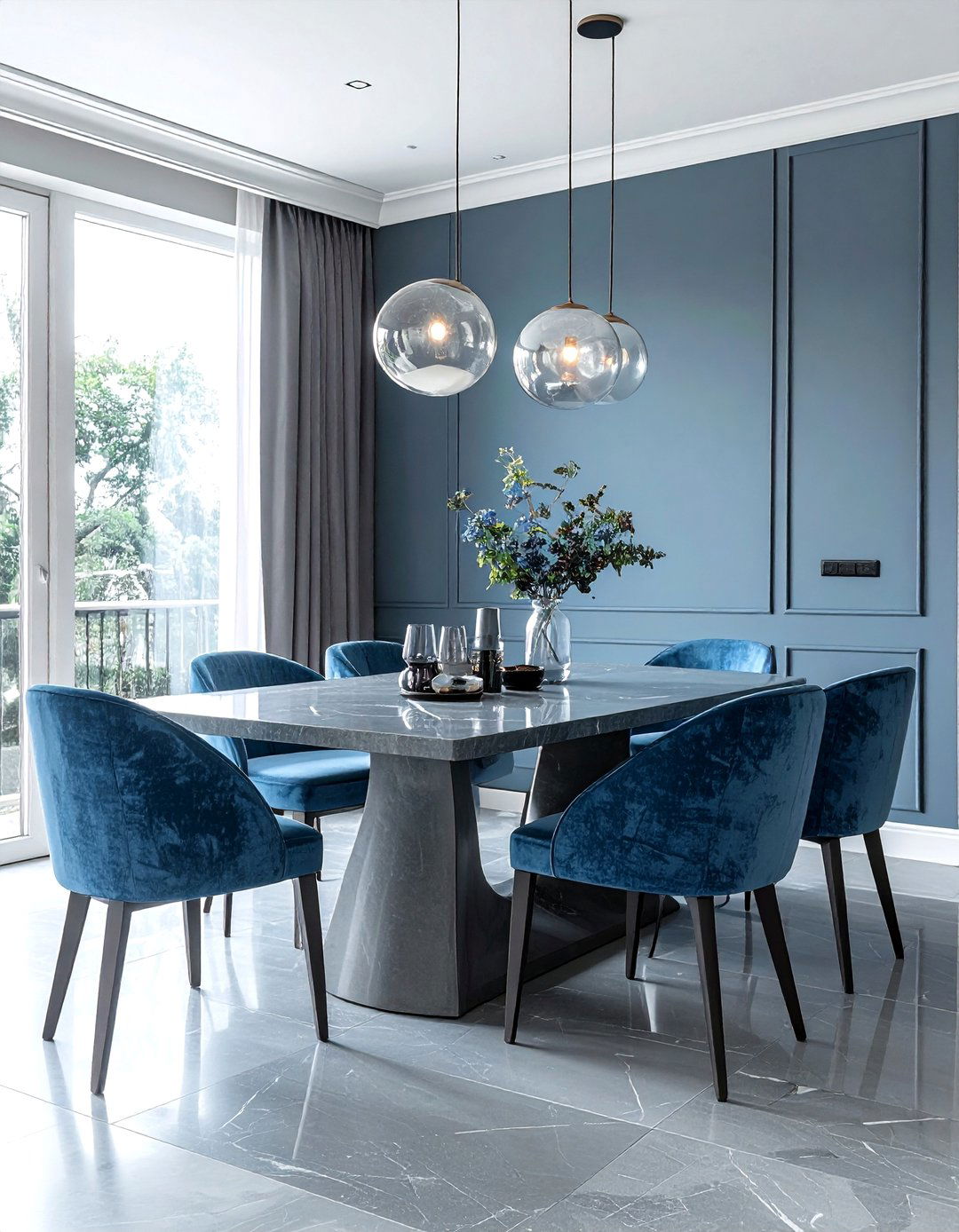 Dusty Blue And Stone Gray Dining Room - 30 blue and gray dining room ideas