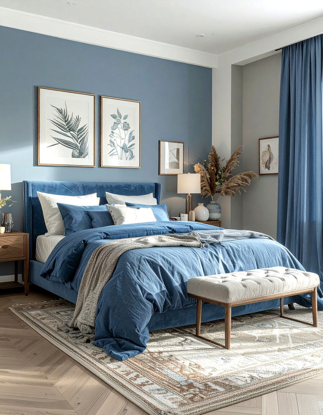 Dusty Blue Bohemian Space - 30 bohemian blue bedroom ideas