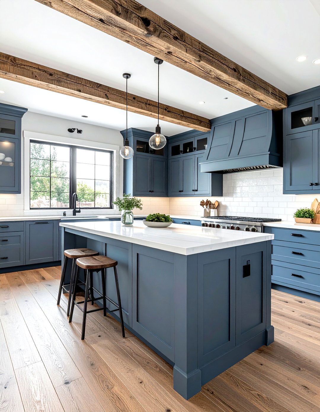 Dusty Blue Farmhouse Kitchen - 30 blue kitchen decor ideas