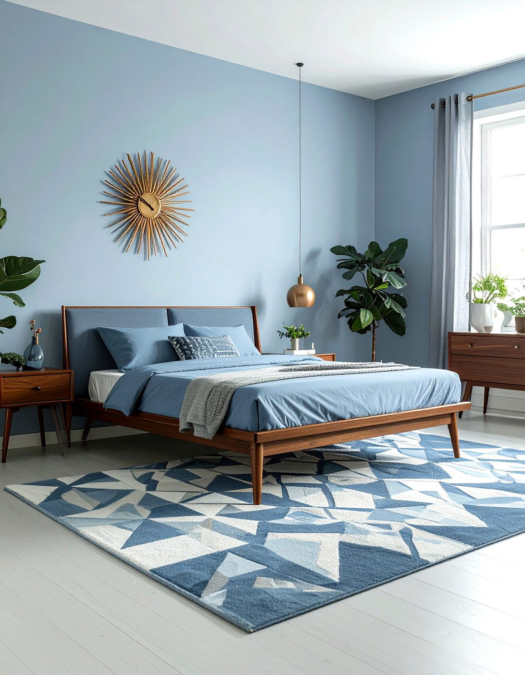 Dusty Blue Mid Century Bedroom - 30 blue bedroom design ideas