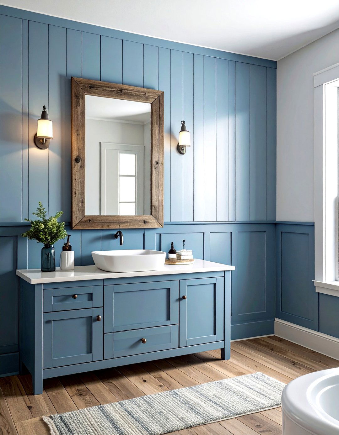 Dusty Blue Paneling - 30 blue bathroom ideas