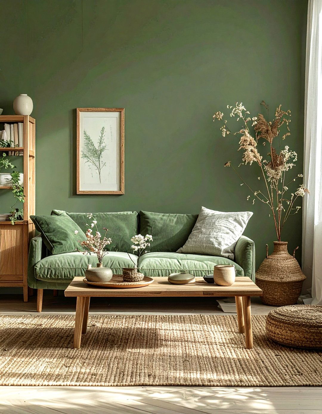 Dusty Green Nordic Living Room - 30 scandinavian green living room ideas