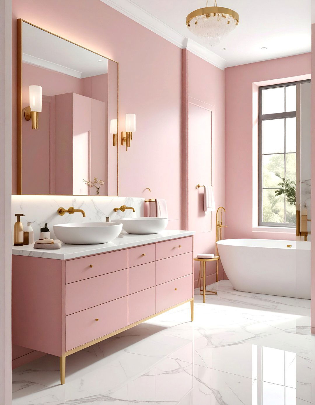 Dusty Pink And Brass Bathroom - 30 dusty pink bathroom ideas
