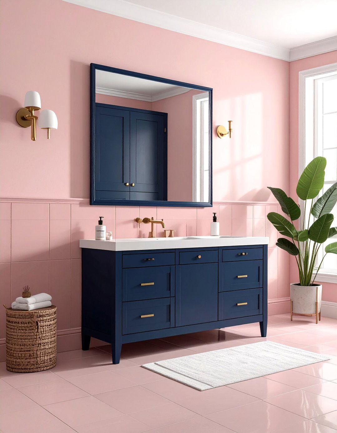 Dusty Pink And Navy Bathroom - 30 dusty pink bathroom ideas