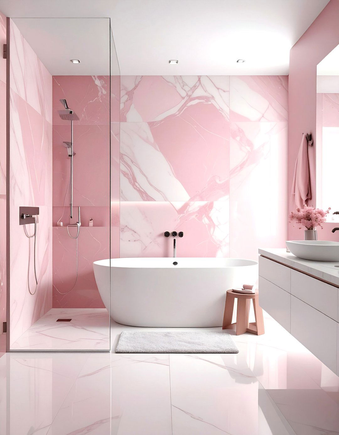 Dusty Pink And White Marble - 30 dusty pink bathroom ideas