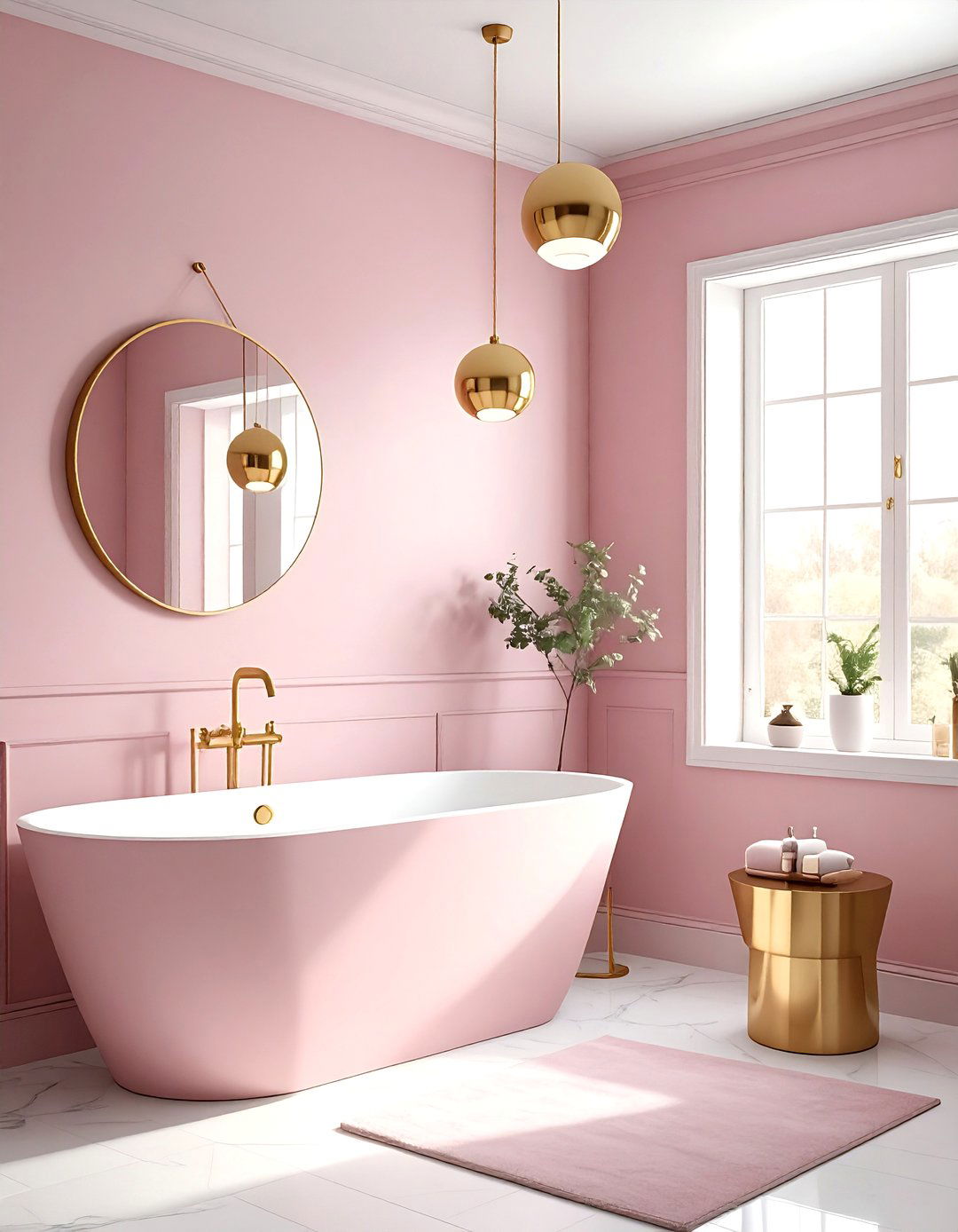 Dusty Pink Bathroom Gold Light Fixtures - 30 pink and gold bathroom ideas