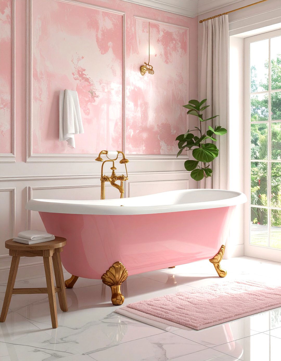Dusty Pink Clawfoot Tub - 30 dusty pink bathroom ideas