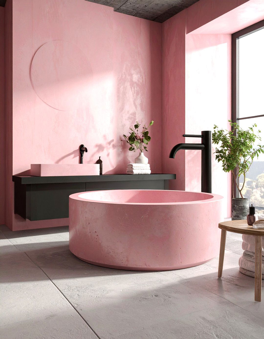 Dusty Pink Concrete Sink - 30 dusty pink bathroom ideas