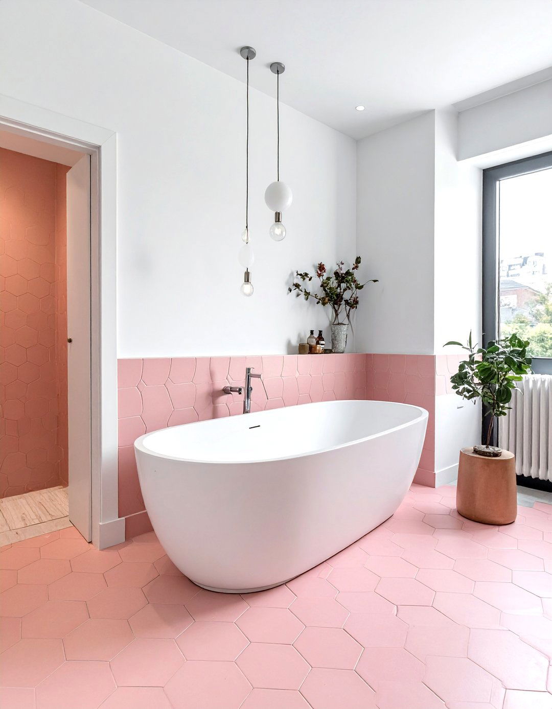 Dusty Pink Floor Tile - 30 dusty pink bathroom ideas