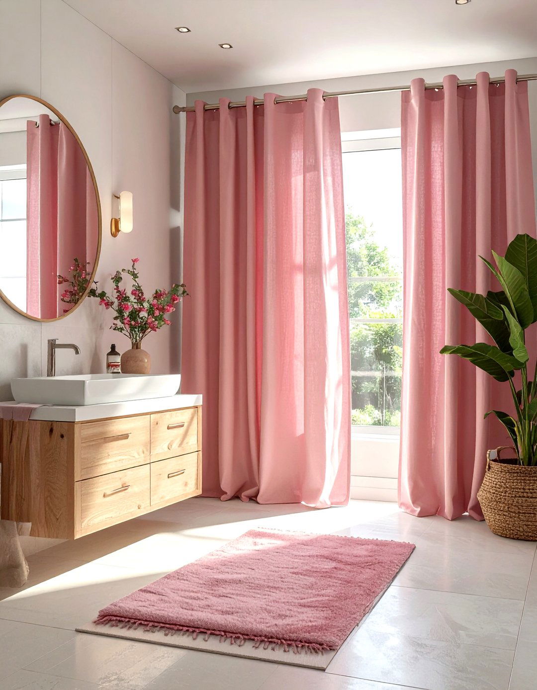 Dusty Pink Shower Curtain - 30 dusty pink bathroom ideas