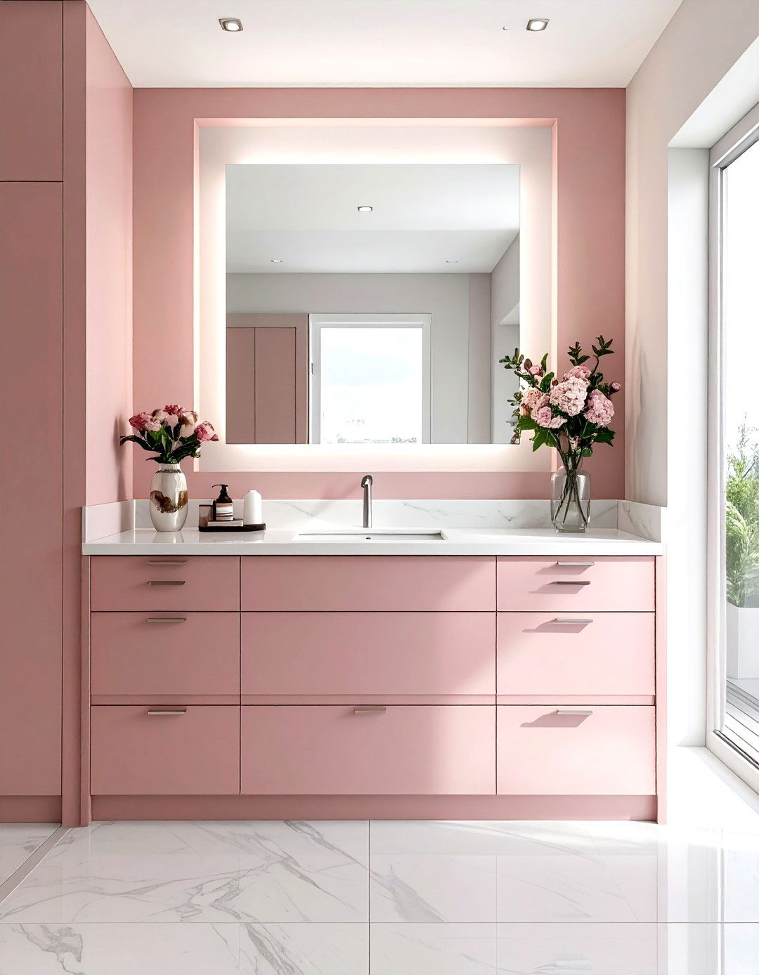 Dusty Pink Vanity - 30 dusty pink bathroom ideas