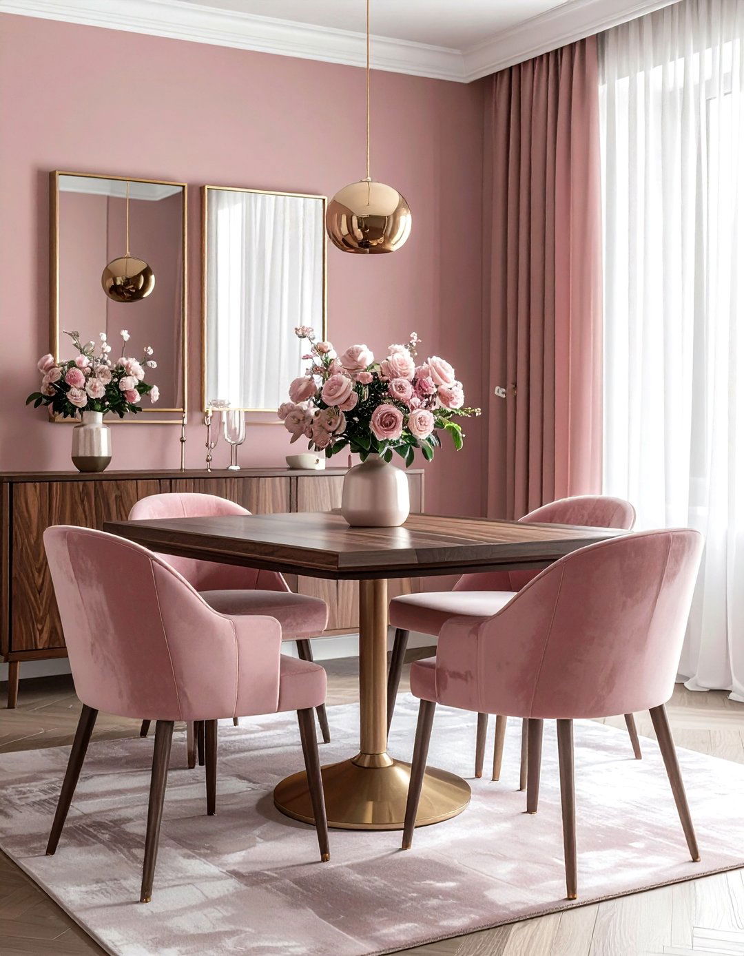 Dusty Rose Dining Room - 30 pastel dining room ideas