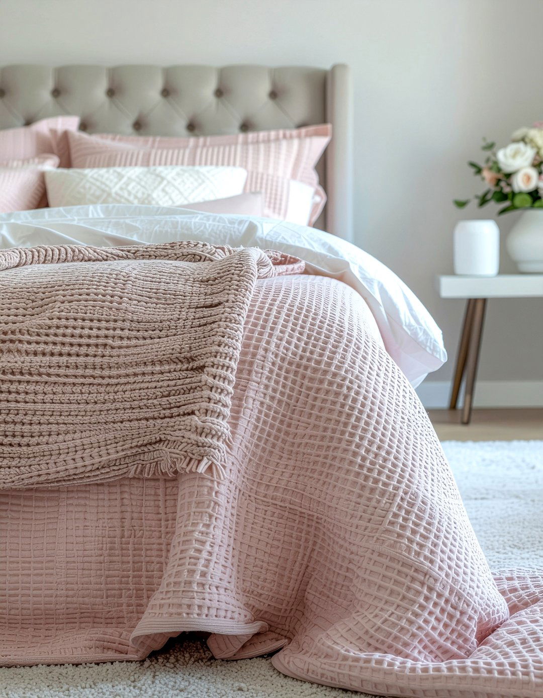 Dusty Rose Textured Bedding - 30 dusty rose bedroom ideas