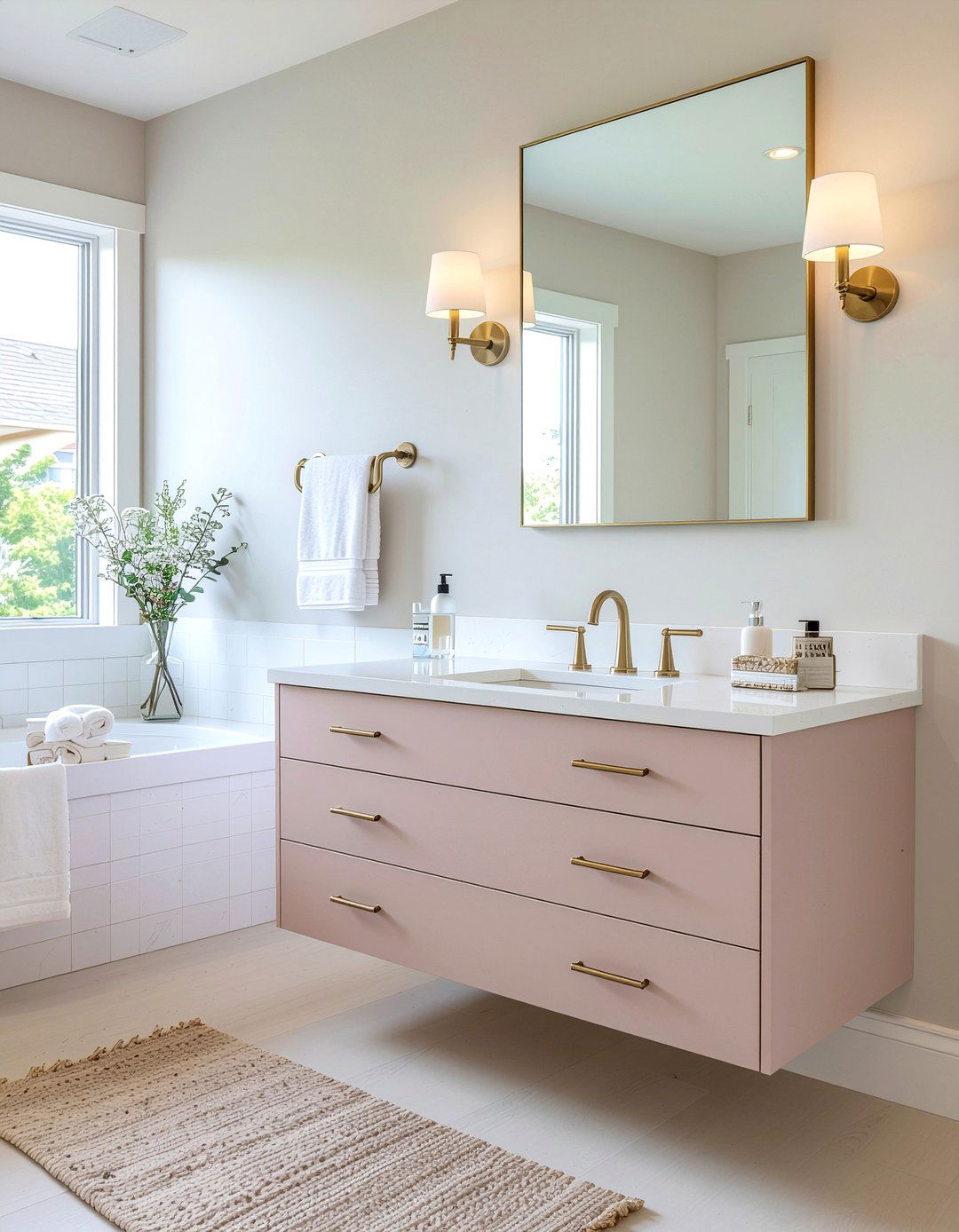 Dusty Rose Vanity - 30 pink bathroom ideas