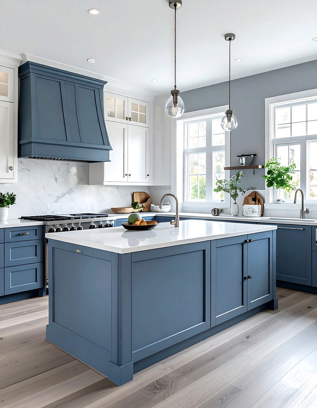 Dusty blue and white kitchen cabinets - 30 two-tone kitchen cabinet ideas