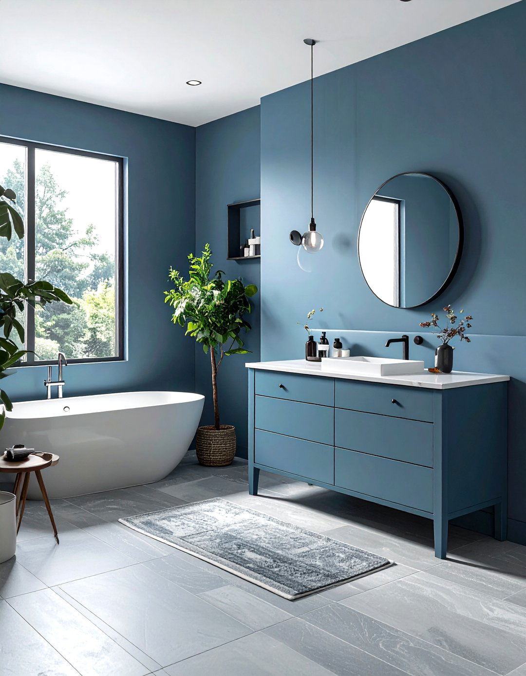 Dusty blue bathroom - 30 cool tone bathroom ideas