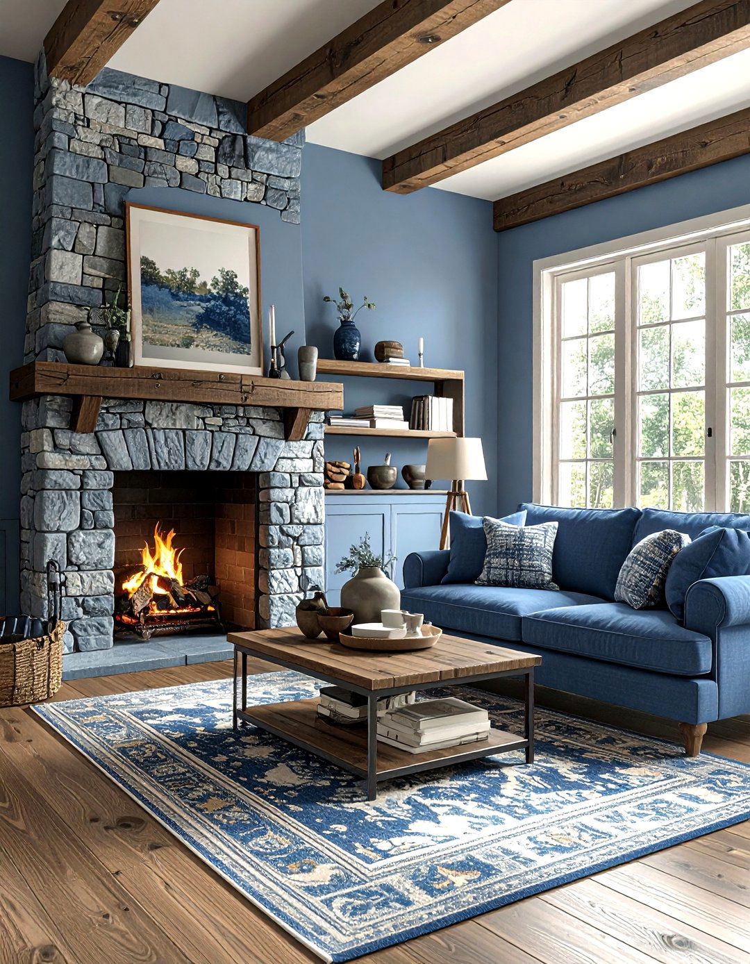 Dusty blue farmhouse living room - 30 farmhouse blue living room ideas