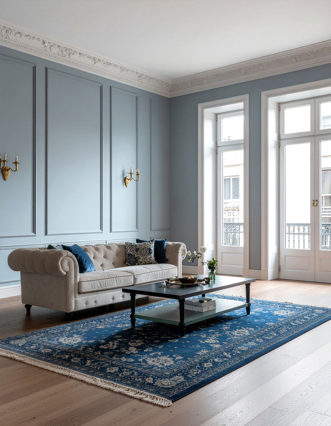 Dusty blue living room - 30 Georgian living room ideas