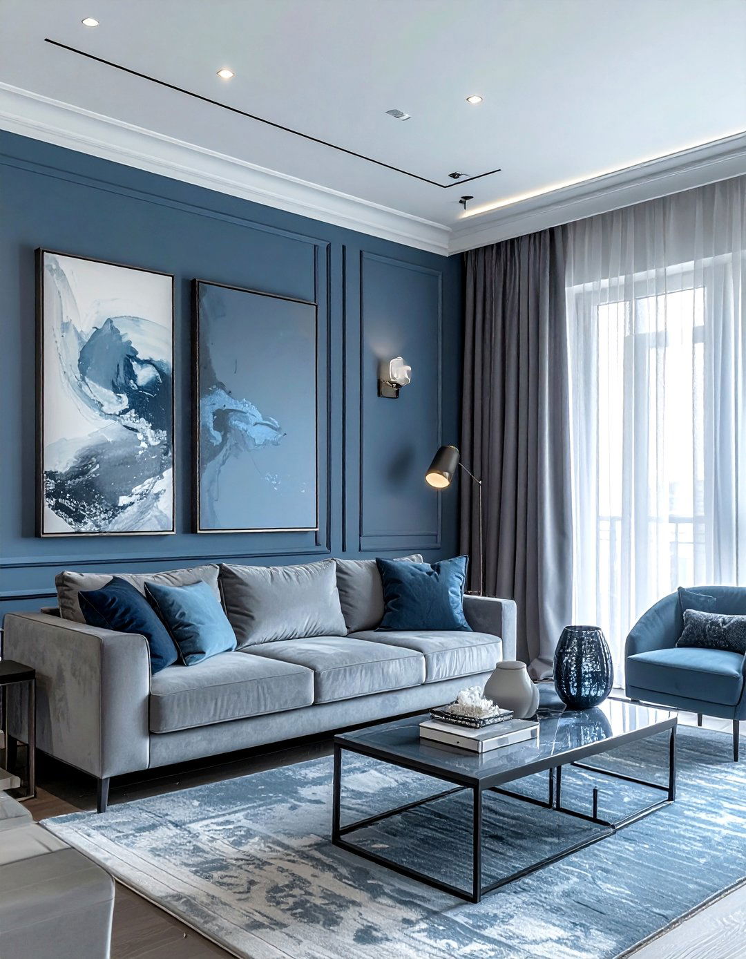 Dusty blue living room - 30 modern blue living room ideas