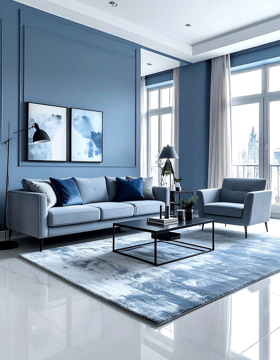 Dusty blue living room decor - 30 minimalist blue living room ideas