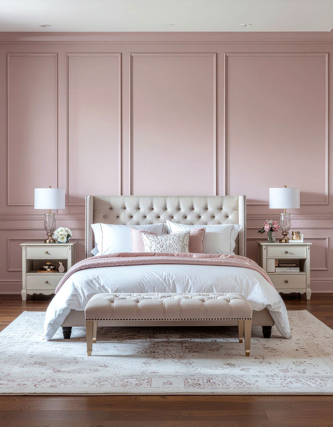Dusty pink paneling bedroom - 30 bedroom dusty pink walls