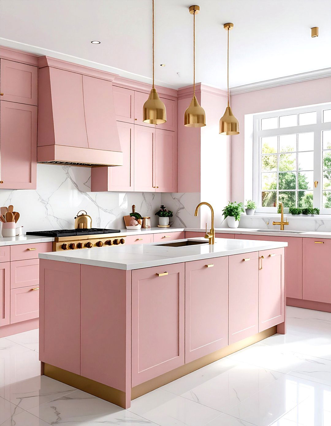 Dusty rose and gold kitchen - 30 pink kitchen color schemes