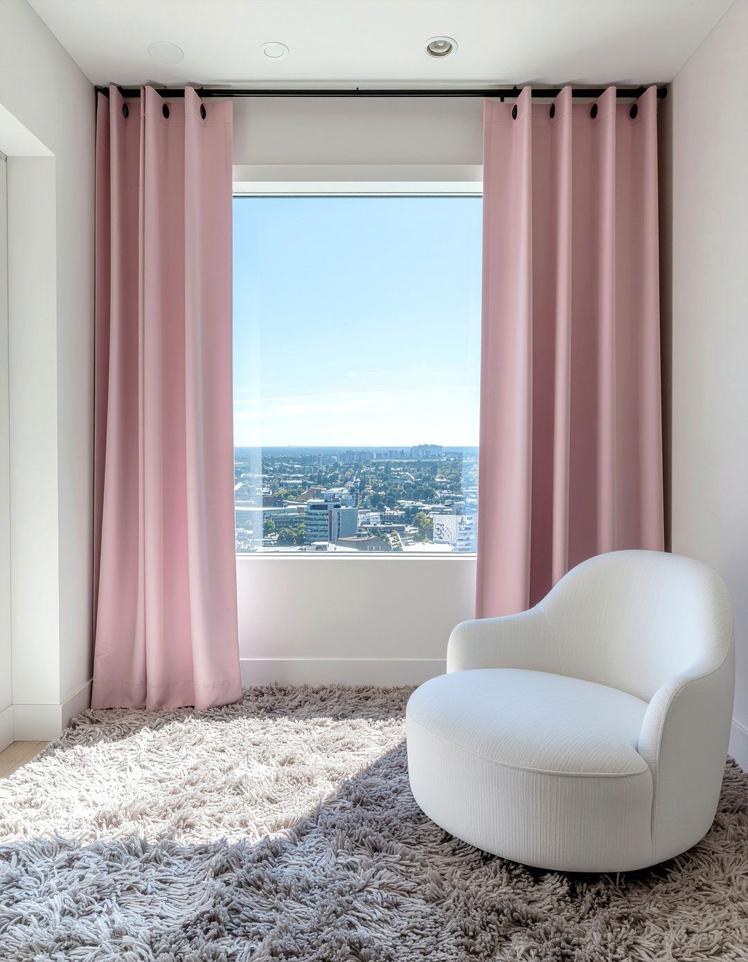 Dusty rose curtains gray carpet - 30 pink and gray living room ideas