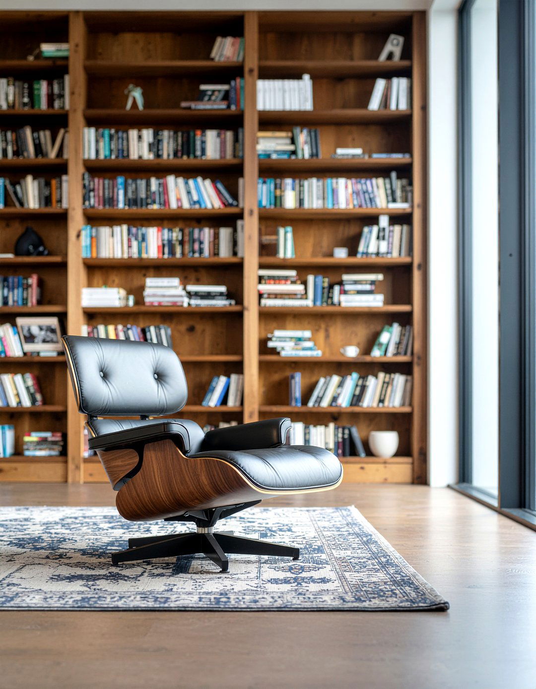 Eames chair bookshelf - 30 living room Eames chair ideas