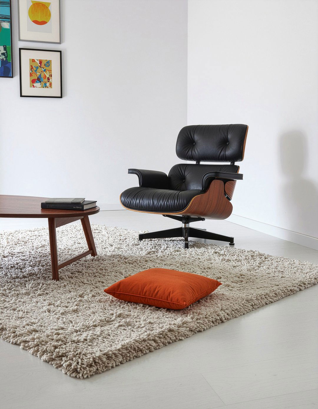 Eames chair shag rug - 30 living room Eames chair ideas