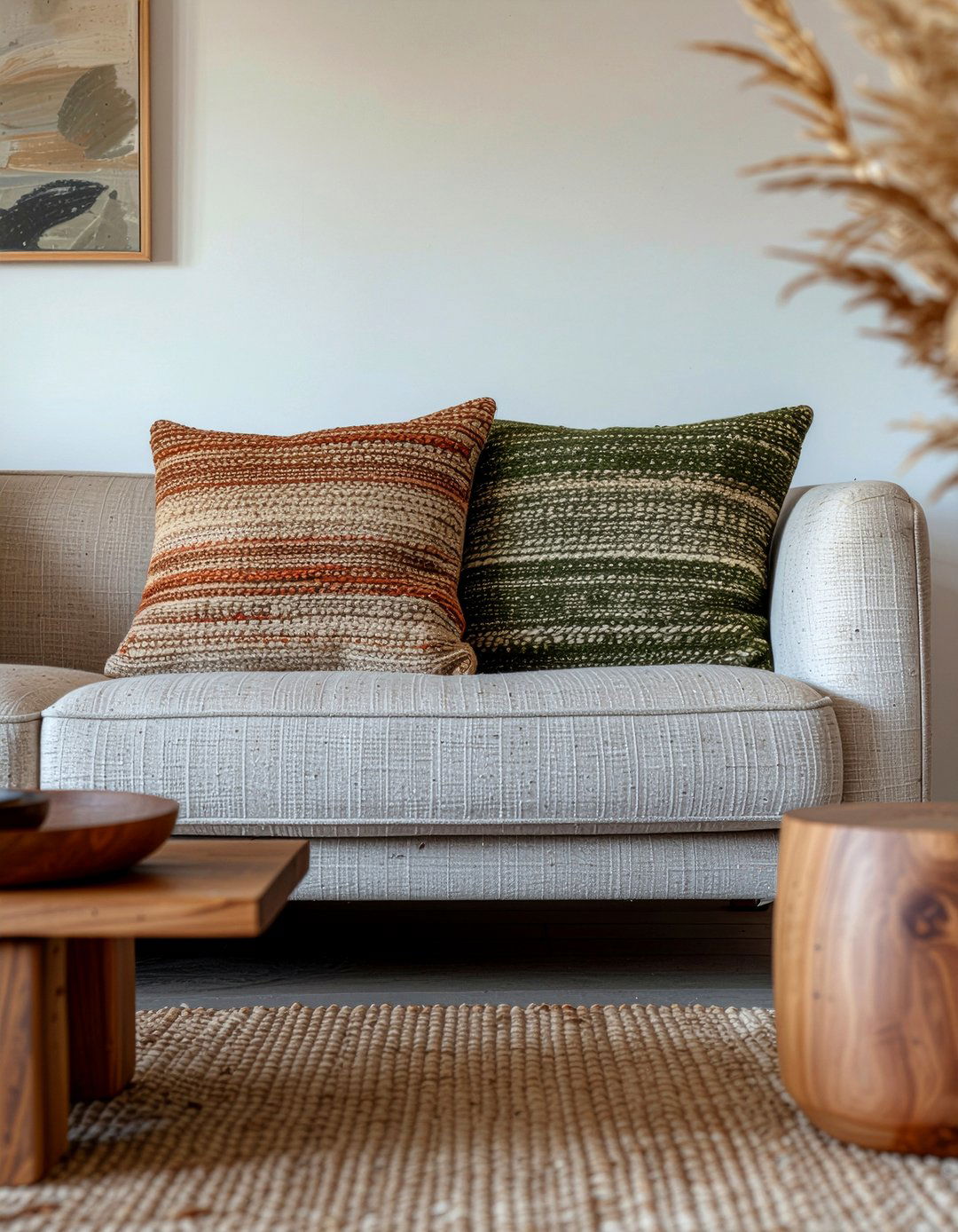 Earth Tone Cushions - 30 living room pillow styling ideas