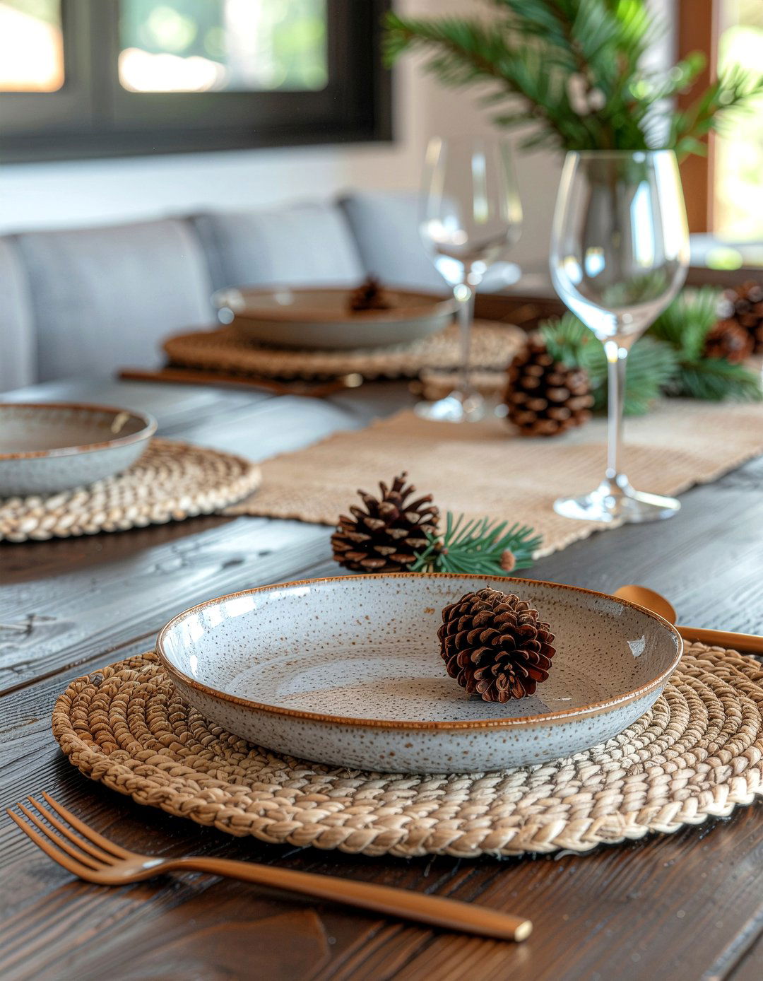 Earth Tone Table - 30 dining room table setting ideas